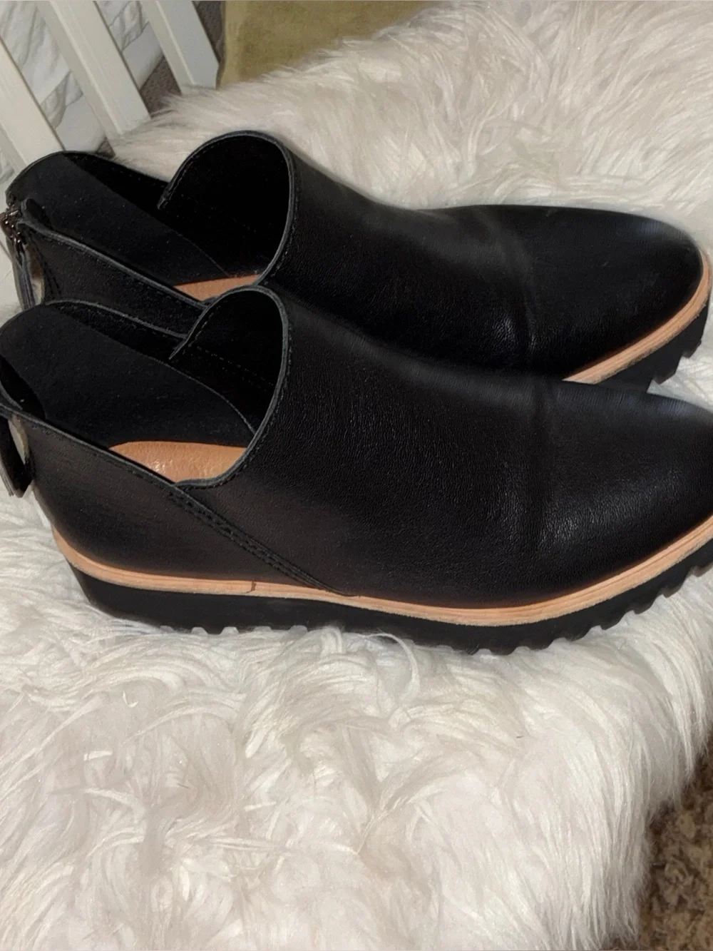 All Black‎ Womens Fur Shootie Tread Black Platform Boots Sz 39